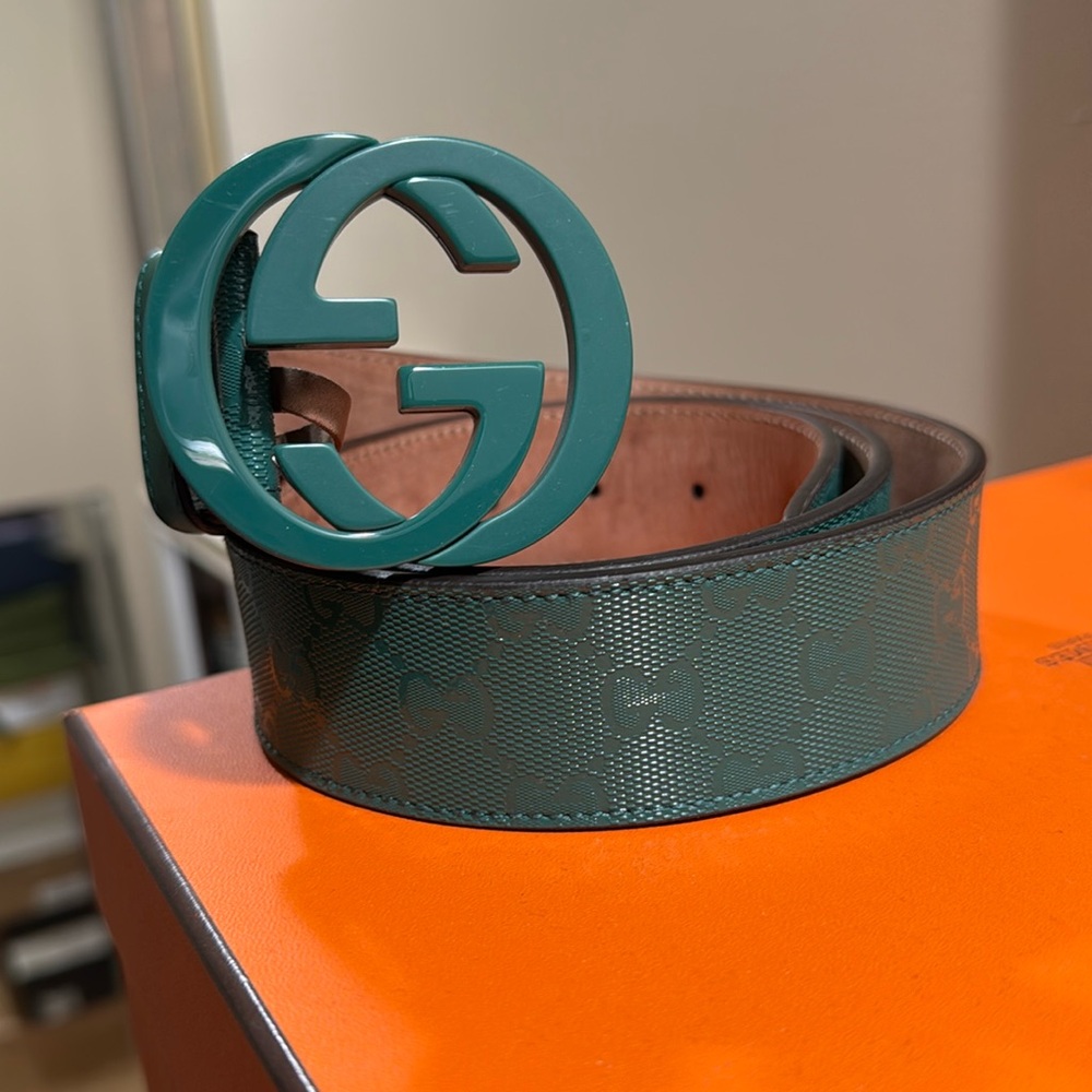 Gucci Belt - Men’s Green Monogram Strap